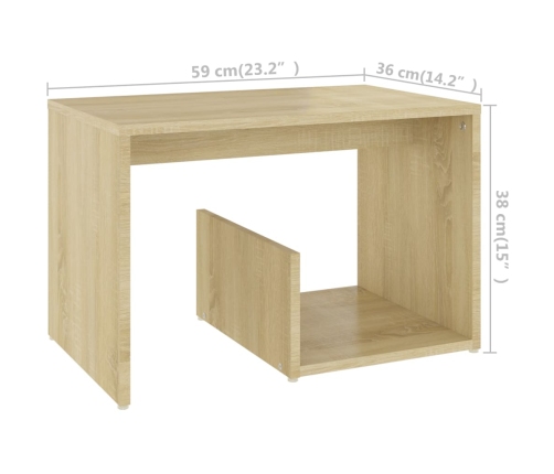 vidaXL Mesa auxiliar de madera contrachapada roble Sonoma 59x36x38 cm