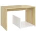 Mesa auxiliar de madera contrachapada blanco y roble 59x36x38cm