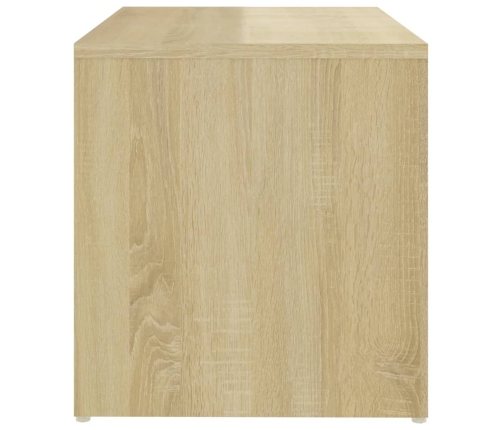 Mesa auxiliar de madera contrachapada blanco y roble 59x36x38cm