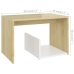 Mesa auxiliar de madera contrachapada blanco y roble 59x36x38cm