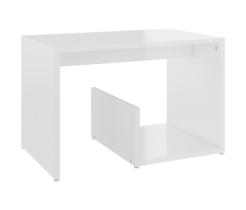 vidaXL Mesa auxiliar de madera contrachapada blanco brillo 59x36x38 cm