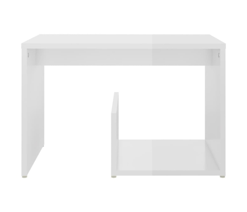 vidaXL Mesa auxiliar de madera contrachapada blanco brillo 59x36x38 cm