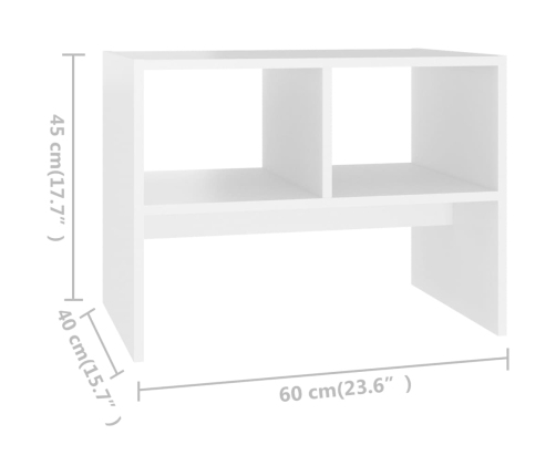 vidaXL Mesa auxiliar de madera contrachapada blanco 60x40x45 cm