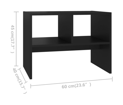 Mesa auxiliar de madera contrachapada negro 60x40x45 cm