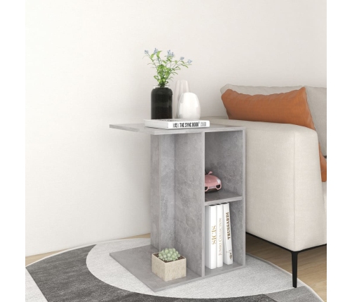 Mesa auxiliar de madera contrachapada gris hormigón 60x40x45 cm