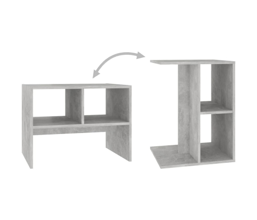 Mesa auxiliar de madera contrachapada gris hormigón 60x40x45 cm