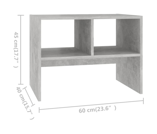 Mesa auxiliar de madera contrachapada gris hormigón 60x40x45 cm