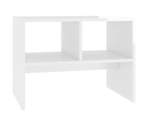 Mesa auxiliar madera contrachapada blanco brillante 60x40x45 cm