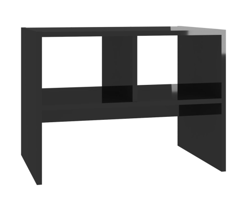 Mesa auxiliar madera contrachapada negro brillante 60x40x45 cm