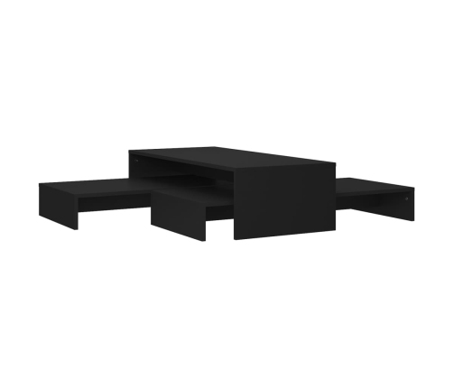 vidaXL Mesa de centro apilable contrachapada negro 100x100x26,5 cm