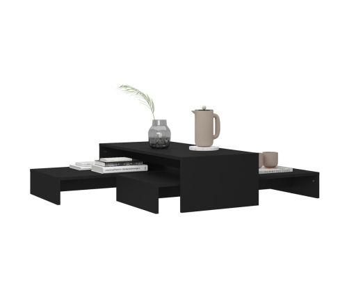 vidaXL Mesa de centro apilable contrachapada negro 100x100x26,5 cm