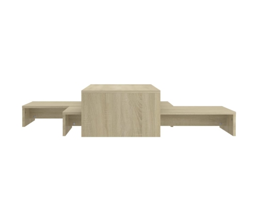 vidaXL Mesa centro apilable contrachapada roble Sonoma 100x100x26,5 cm