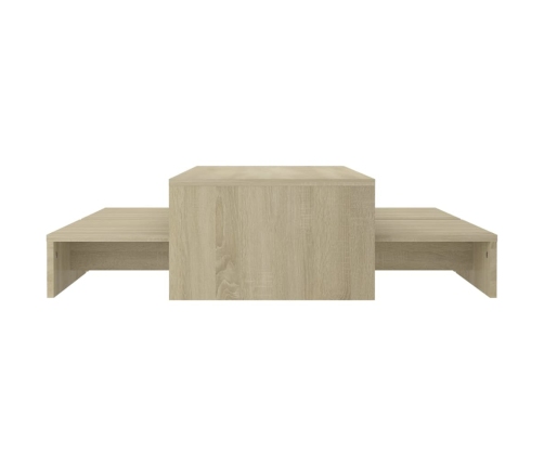 vidaXL Mesa centro apilable contrachapada roble Sonoma 100x100x26,5 cm