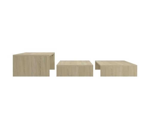 vidaXL Mesa centro apilable contrachapada roble Sonoma 100x100x26,5 cm