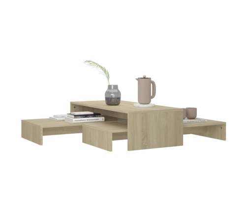 vidaXL Mesa centro apilable contrachapada roble Sonoma 100x100x26,5 cm