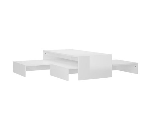 vidaXL Set de mesas de centro apilables blanco brillo 100x100x26,5 cm