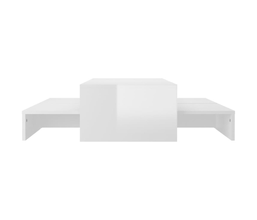 Set de mesas de centro apilables blanco brillo 100x100x26,5 cm