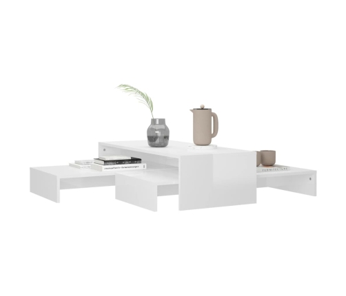 Set de mesas de centro apilables blanco brillo 100x100x26,5 cm