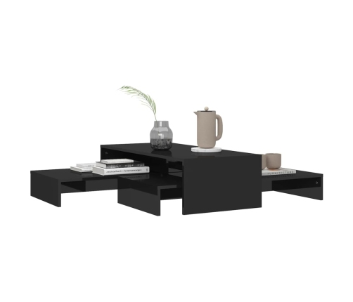 Set de mesas de centro apilables negro brillo 100x100x26,5 cm