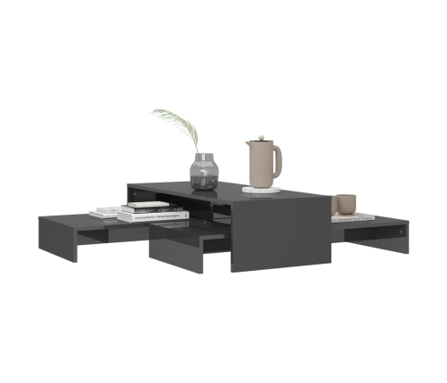 Set de mesas de centro apilables gris brillo 100x100x26,5 cm