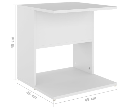 vidaXL Mesa auxiliar de madera contrachapada blanco 45x45x48 cm