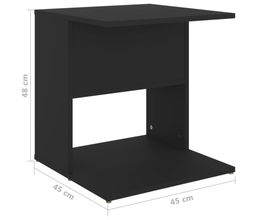 Mesa auxiliar de madera contrachapada negro 45x45x48 cm