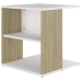 Mesa auxiliar de madera contrachapada blanco y roble 45x45x48cm