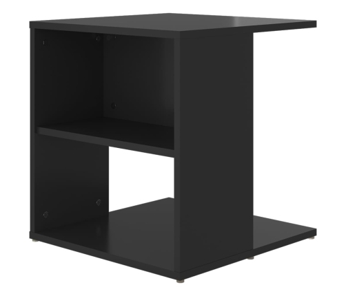 Mesa auxiliar madera contrachapada negro brillante 45x45x48 cm