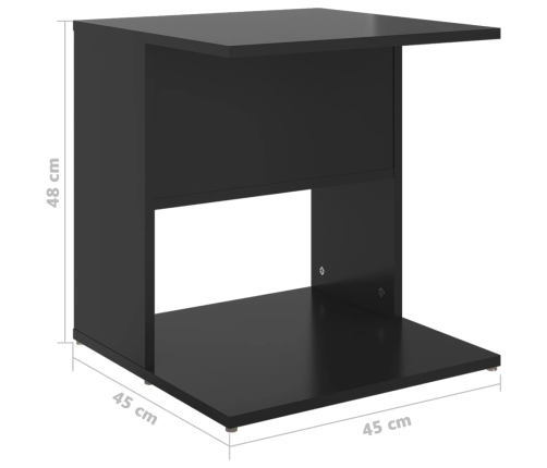 Mesa auxiliar madera contrachapada negro brillante 45x45x48 cm