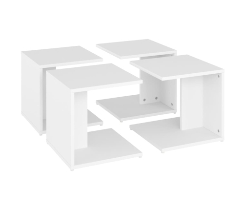 vidaXL Mesas de centro 4 pzas madera contrachapada blanco 33x33x33 cm