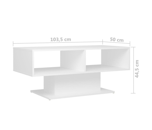 Mesa de centro madera contrachapada blanco 103,5x50x44,5 cm