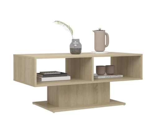 vidaXL Mesa de centro madera contrachapada color roble 103,5x50x44,5cm