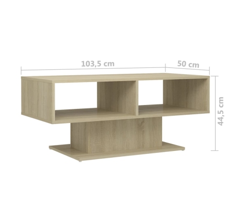 vidaXL Mesa de centro madera contrachapada color roble 103,5x50x44,5cm