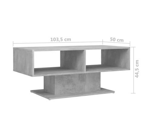 Mesa de centro contrachapada gris hormigón 103,5x50x44,5 cm