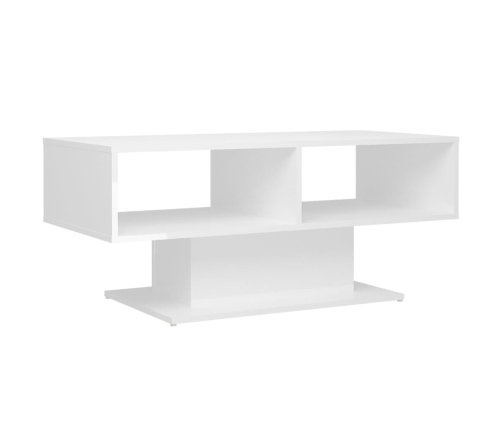 Mesa de centro contrachapada blanco brillante 103,5x50x44,5 cm