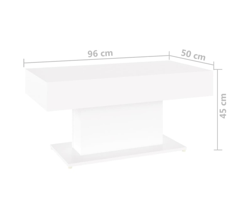 Mesa de centro madera contrachapada blanco 96x50x45 cm