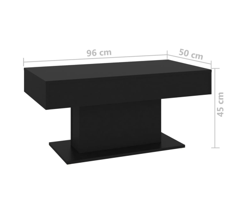 vidaXL Mesa de centro madera contrachapada negro 96x50x45 cm