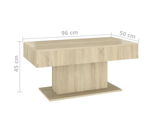 Mesa de centro madera contrachapada roble Sonoma 96x50x45 cm