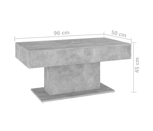 Mesa de centro madera contrachapada gris hormigón 96x50x45 cm