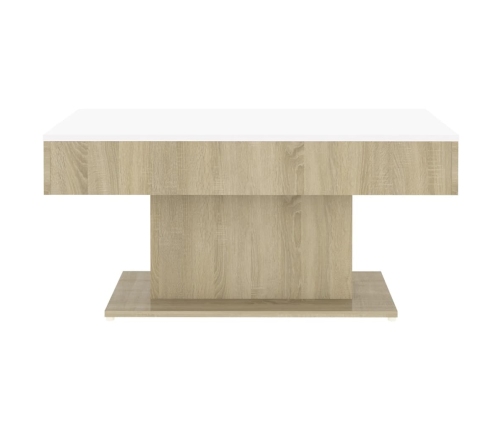 Mesa de centro madera contrachapada blanco y roble 96x50x45 cm