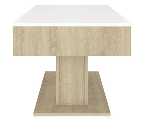 Mesa de centro madera contrachapada blanco y roble 96x50x45 cm