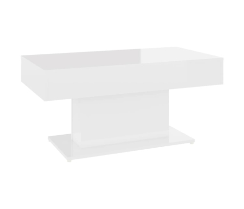 vidaXL Mesa de centro madera contrachapada blanco brillante 96x50x45cm