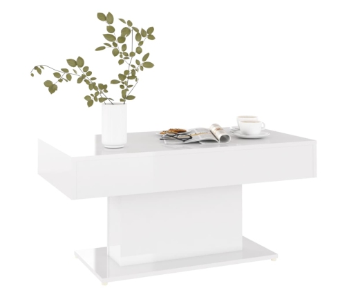 vidaXL Mesa de centro madera contrachapada blanco brillante 96x50x45cm