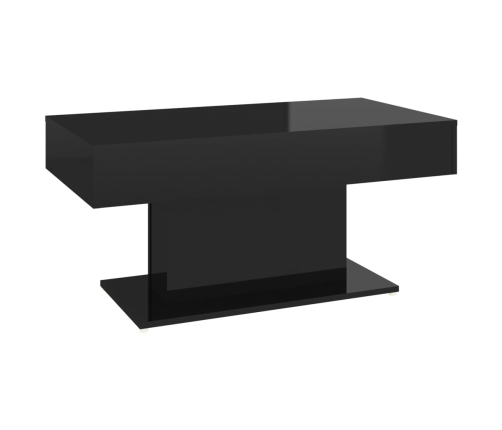 Mesa de centro madera contrachapada negro brillante 96x50x45 cm