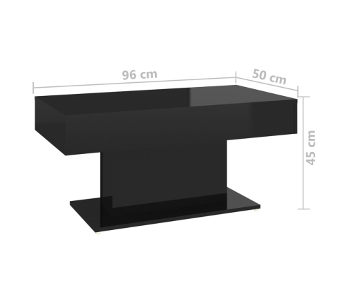 Mesa de centro madera contrachapada negro brillante 96x50x45 cm