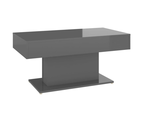 Mesa de centro madera contrachapada gris brillante 96x50x45 cm