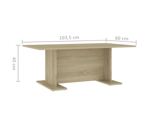 Mesa de centro madera contrachapada roble Sonoma 103,5x60x40 cm