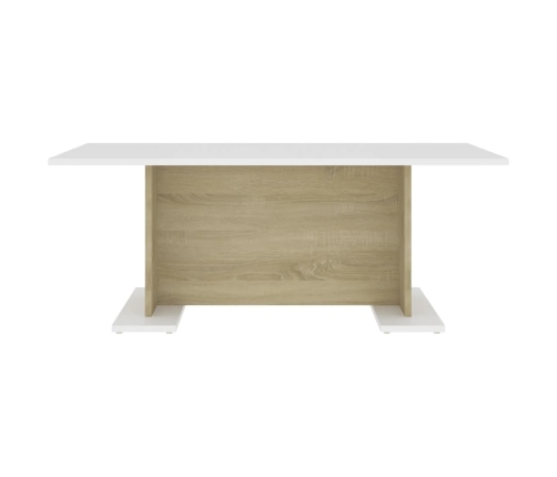 Mesa de centro madera contrachapada blanco roble 103,5x60x40cm