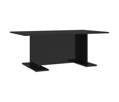 Mesa de centro madera contrachapada negro brillo 103,5x60x40 cm