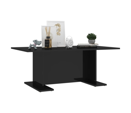 Mesa de centro madera contrachapada negro brillo 103,5x60x40 cm